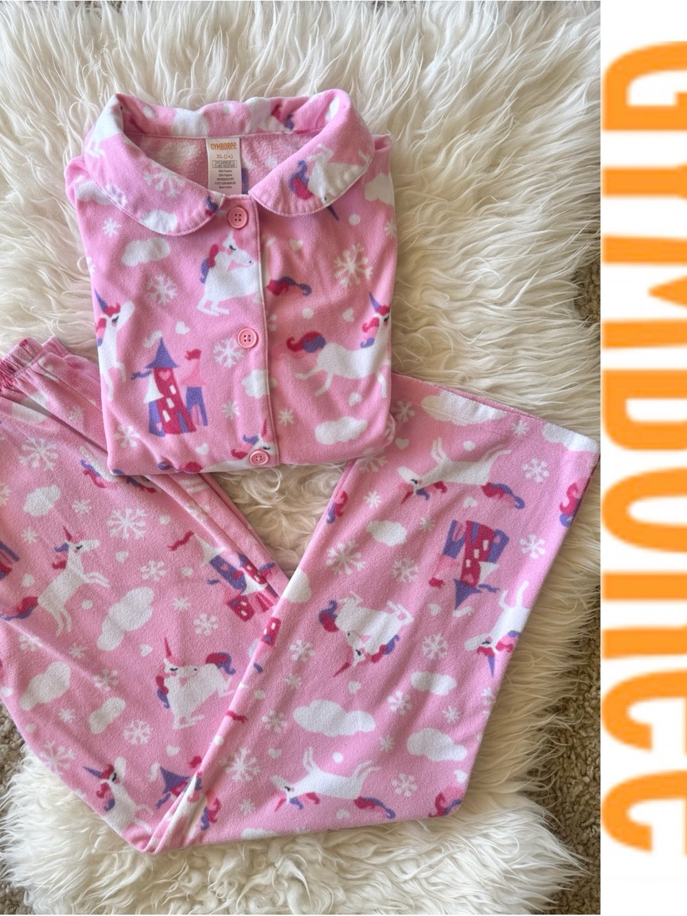 Gymboree pink unicorn soft fleece pajama set-XL